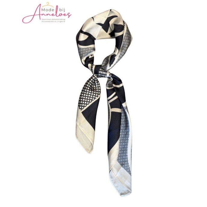Dames sjaal korte hals sjaaltjes 539 blauw patroon 